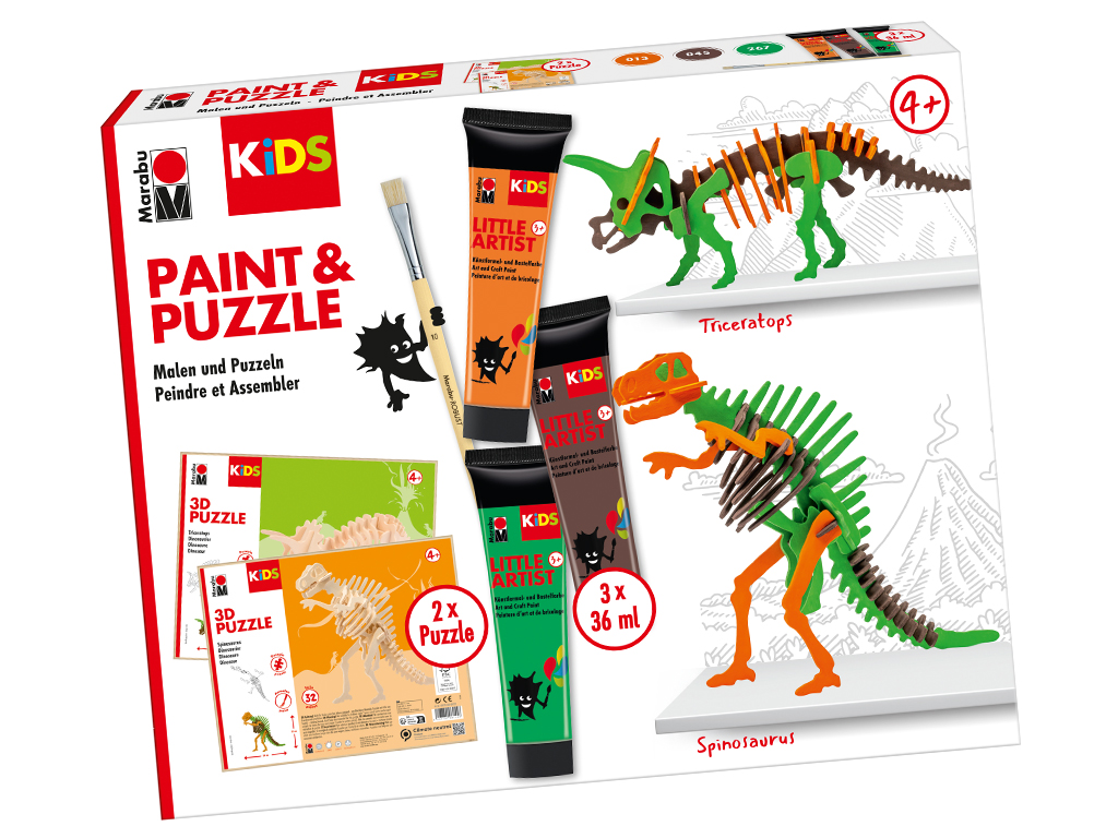 Meisterduskomplekt Marabu Kids Little Artist Paint&Puzzle Dino