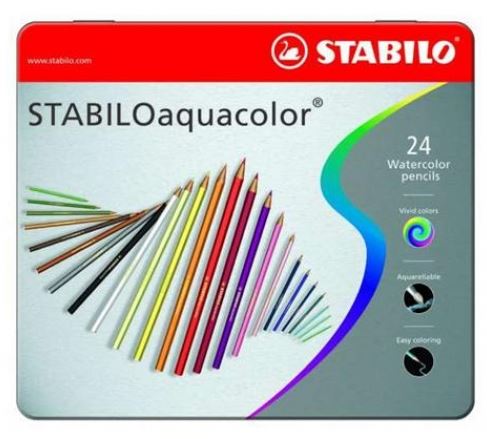 AKVARELLPLIIATSID METALLKARBIS STABILO AQUACOLOR,24 VÄRVI
