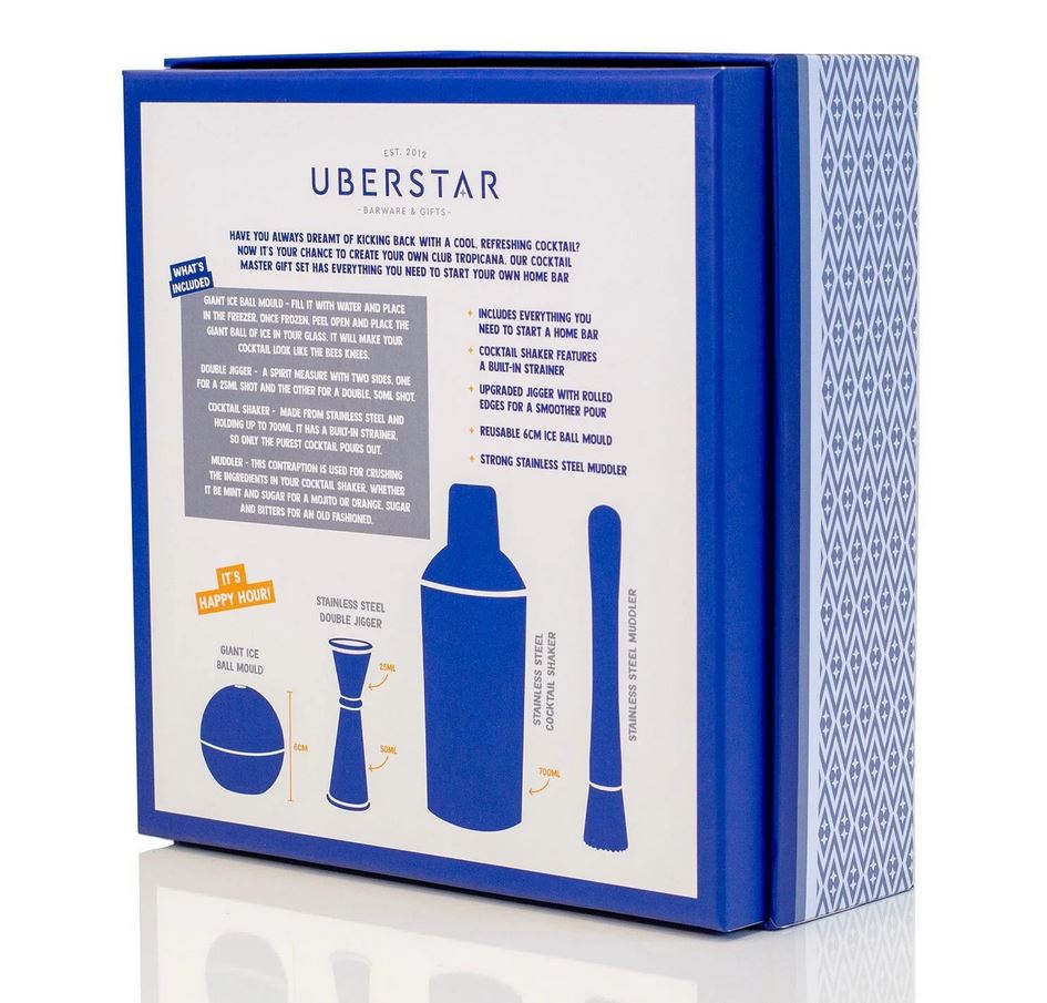Uberstar kokteili valmistamise komplekt Cocktail Master Set, Gold, 4-osaline