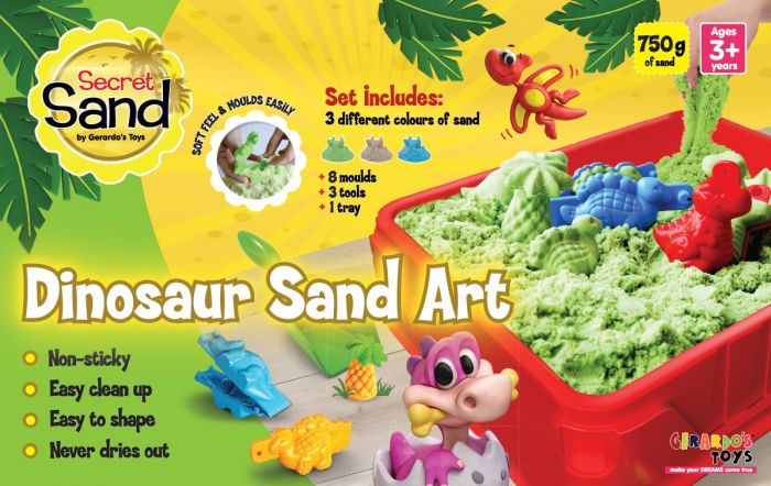 Secret Sand modelleerimisliiv Dinosauruse komplekt alusega 11 osa 750g