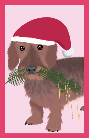 Jõulukaart Minicard, Toni Starck, Xmas Dackel