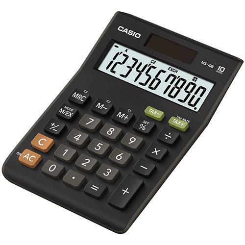Lauakalkulaator Casio MS-10F - 10 numbriline suur ekraan, tava- ja päikesepatarei, 147x103x29mm, tax, Casio loogika