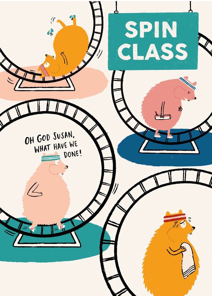 Õnnitluskaart Spin Class Hamsters