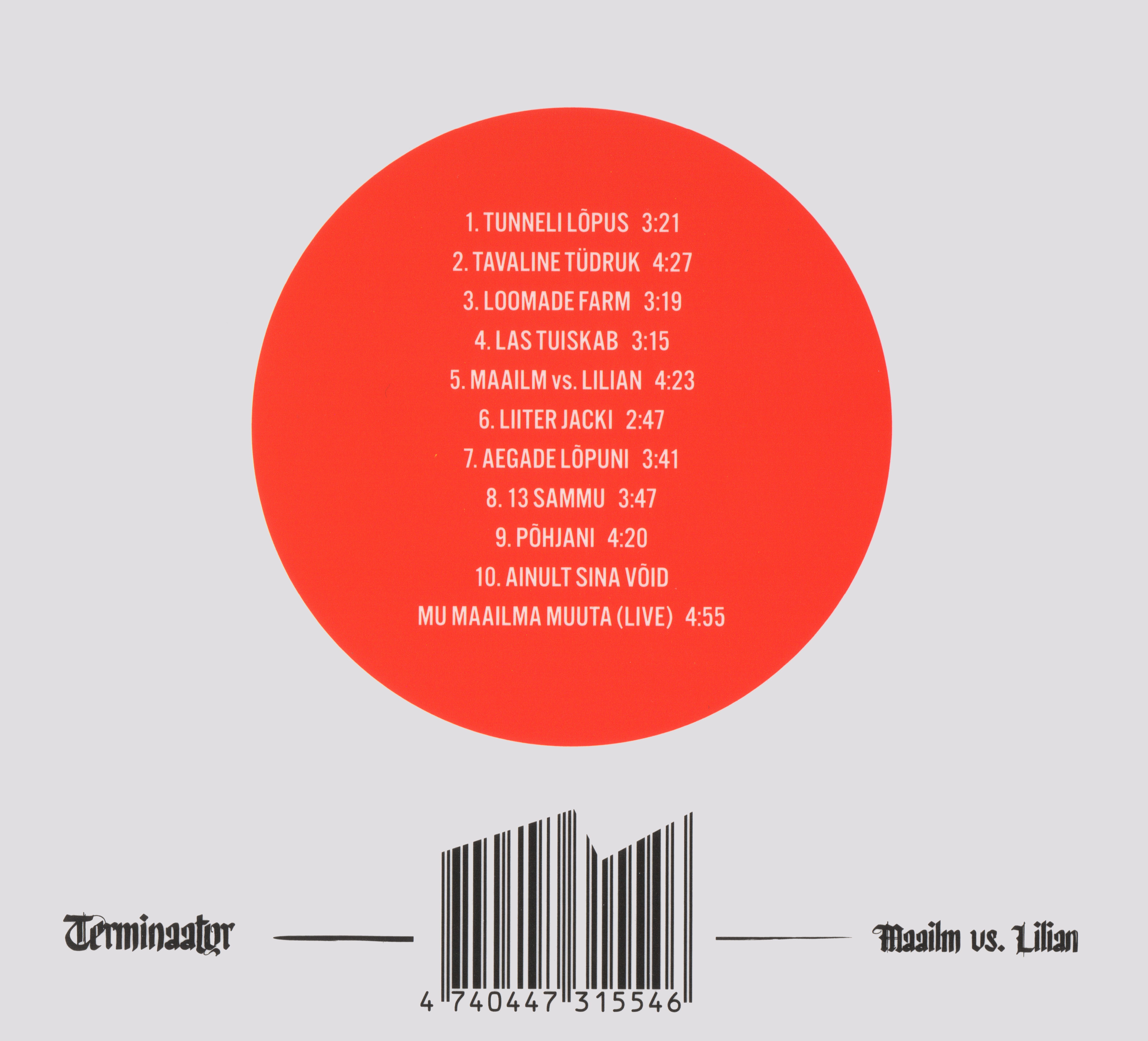 TERMINAATOR - MAAILM VS. LILIAN (2020) CD