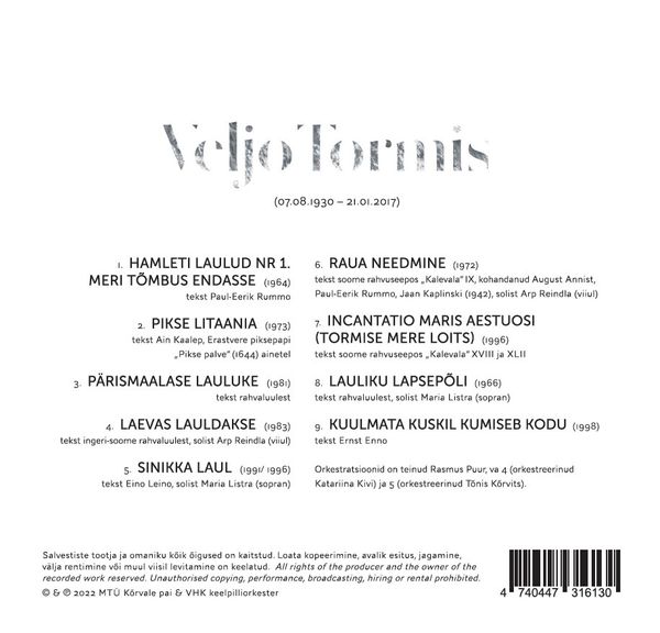 VHK keelpilliorkester - Veljo Tormis CD