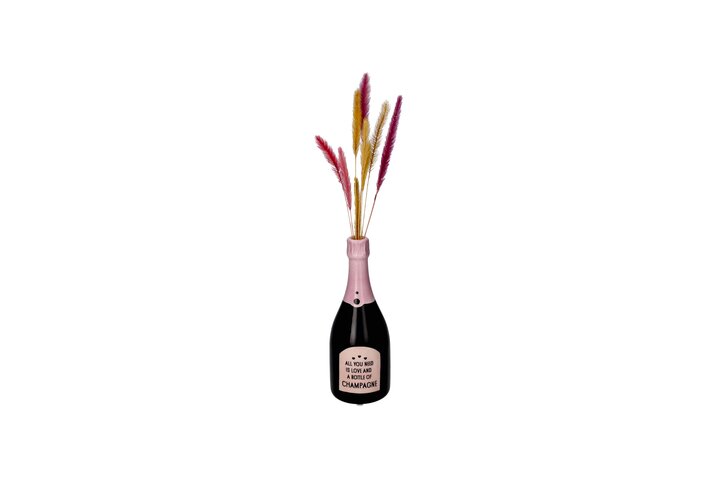 Vaas Bottle of Champagne, All you need..., Black/Pink, 8,5cm