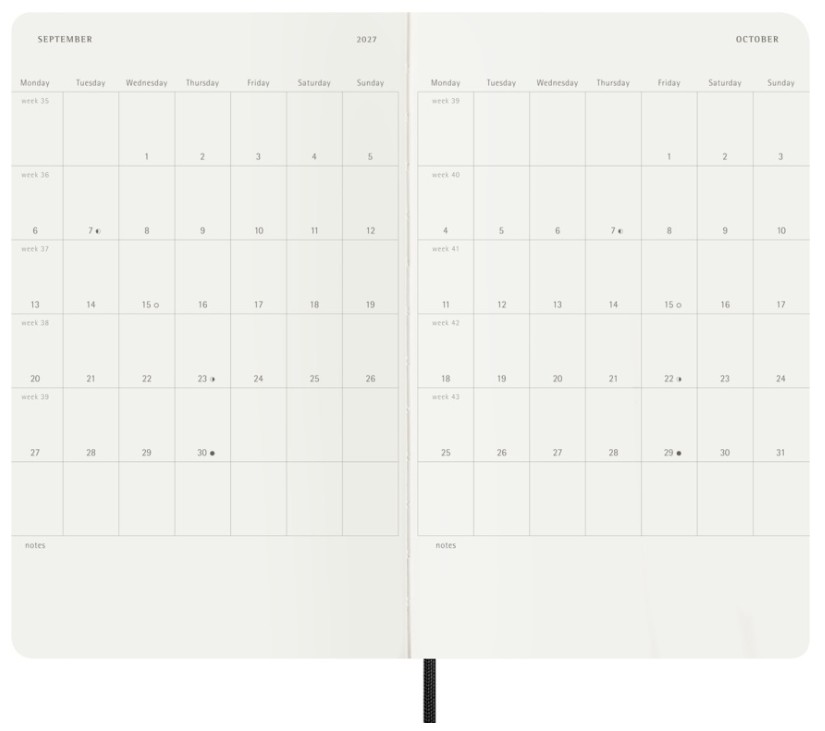 Moleskine 2026-27 18M Weekly Notebook Large Soft Cover, Black