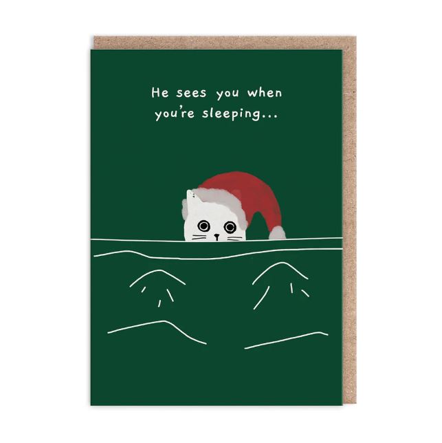 Jõulukaart He Sees You When Youre Sleeping Cat - Rahva Raamat