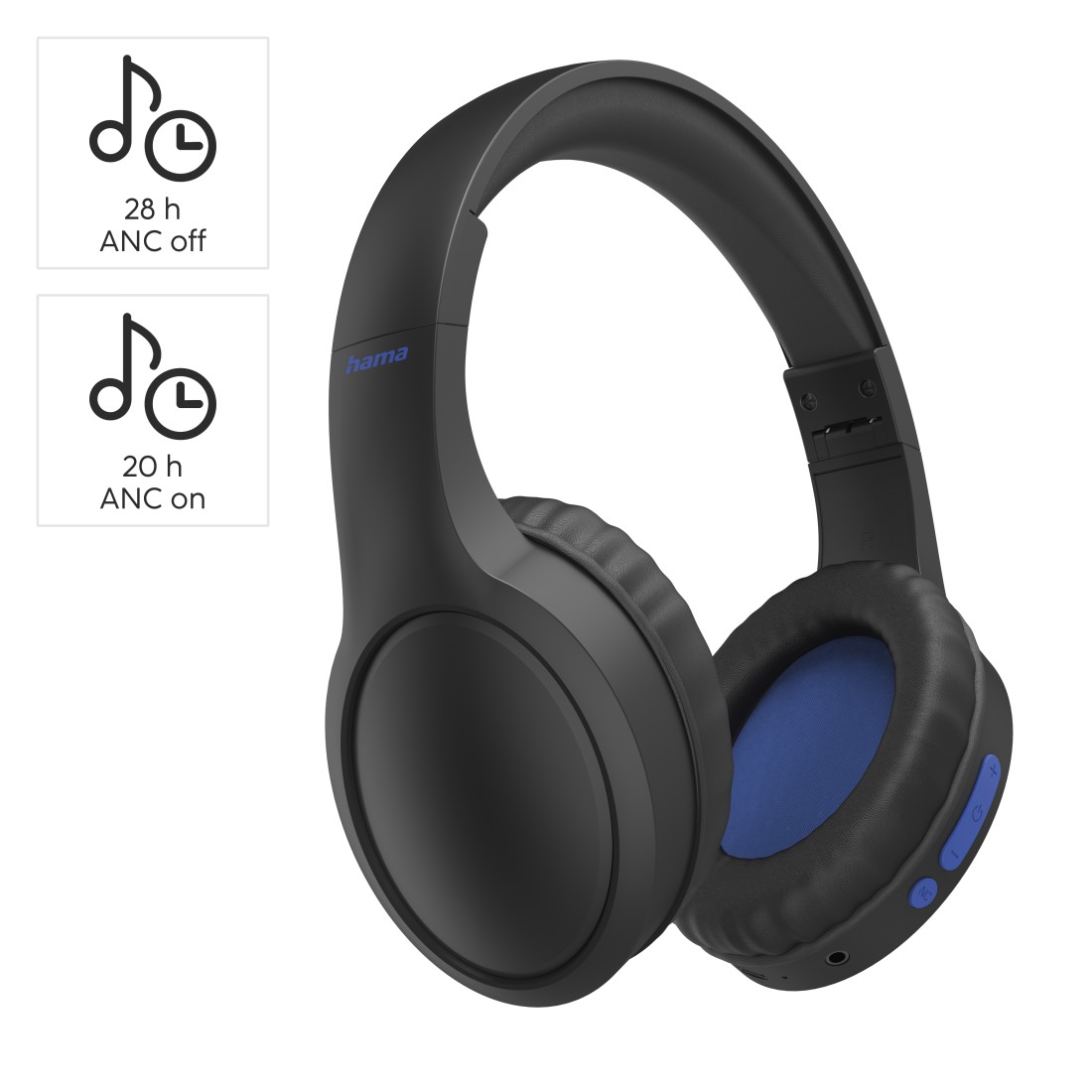 Kõrvaklapid+mikrofon Hama Hybrid-ANC Over-ear Head, juhtmevabad aktiivse mürasummutusega - Bluetooth
