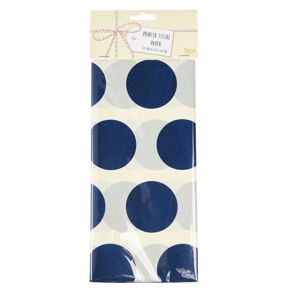 Siidipaber Spotlight, navy spots on white, 50 x 70cm, 10tk
