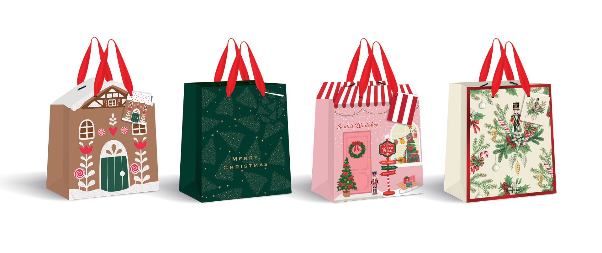 Kinkekott Christmas 190g 26.5x33x13 cm assortii, Interdruk