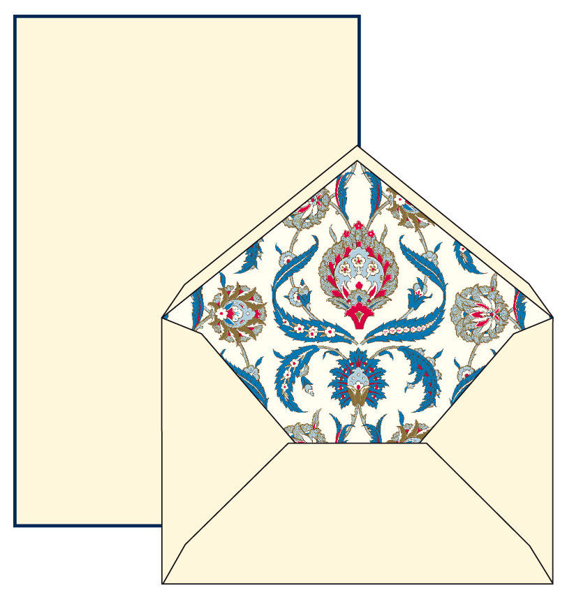 Classica Italiana kirjavahetuse komplekt Blue Arabesque, 10 paberit + 10 ümbrikku