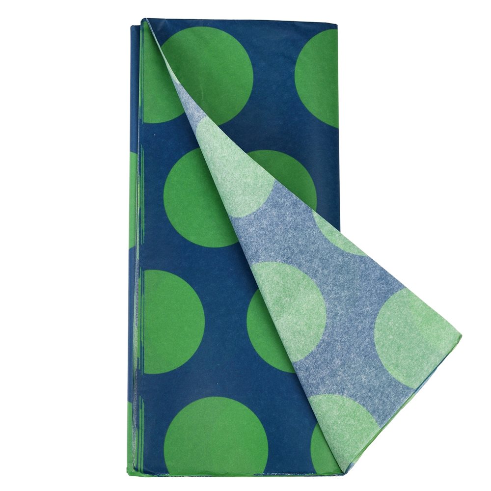 Siidipaber Spotlight, green spots on blue, 50 x 70cm, 10tk