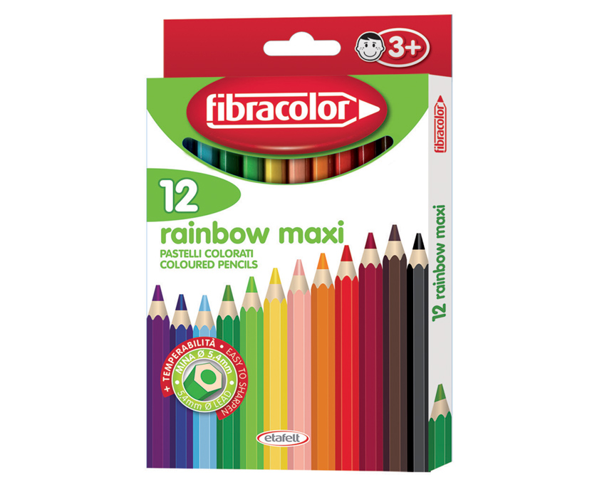 Värvipliiats Fibracolor Rainbow Maxi 12 värvi