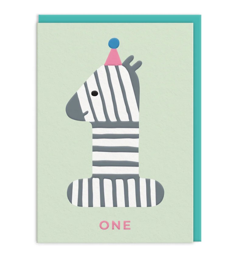 Õnnitluskaart Age 1 Zebra