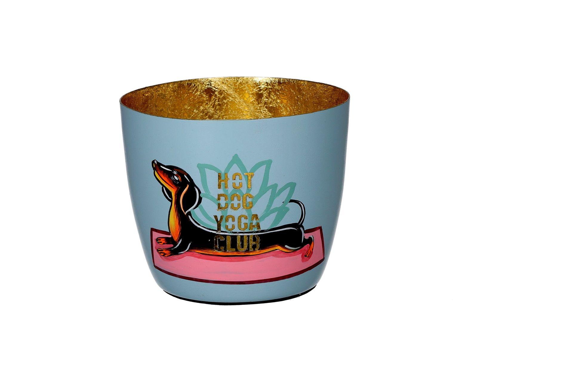 Küünlaalus Yoga Dog, Blue/Gold, 8,5cm