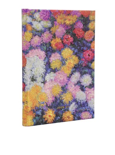Paperblanks kalendermärkmik 2026-27 18M Midi Horizontal, Monet’s Chrysanthemums