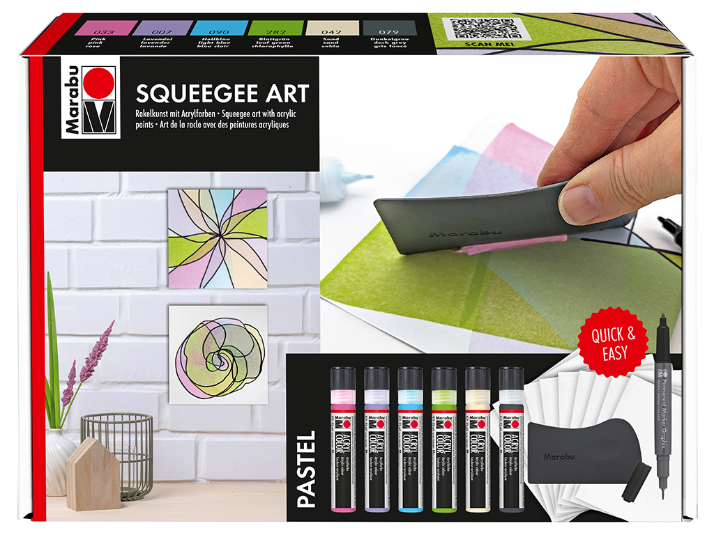 Akrüülvärvi komplekt Marabu Squeegee Art Pastel