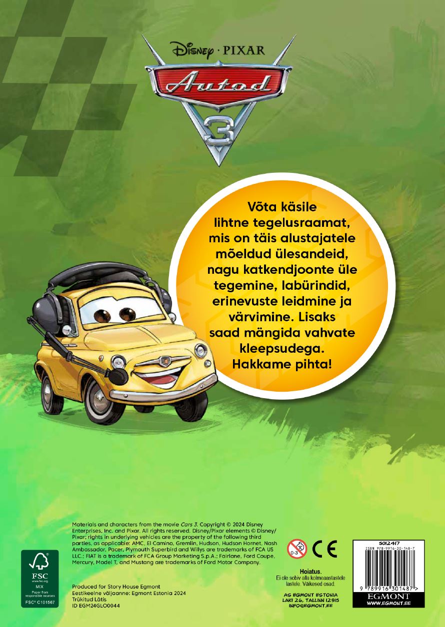 Autod. Alustaja tegelusraamat - Disney
