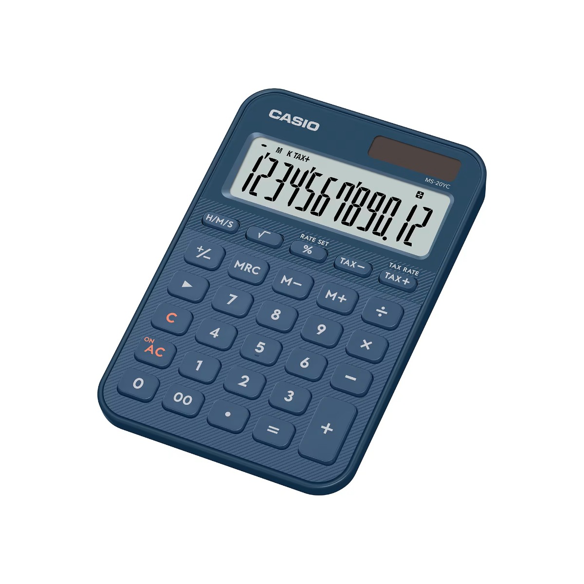 Lauakalkulaator Casio MS-20YC-NY Navy sinine - 12 kohaline, tava- ja päikesepatarei, 118gr, 18x101x155mm, Casio loogika