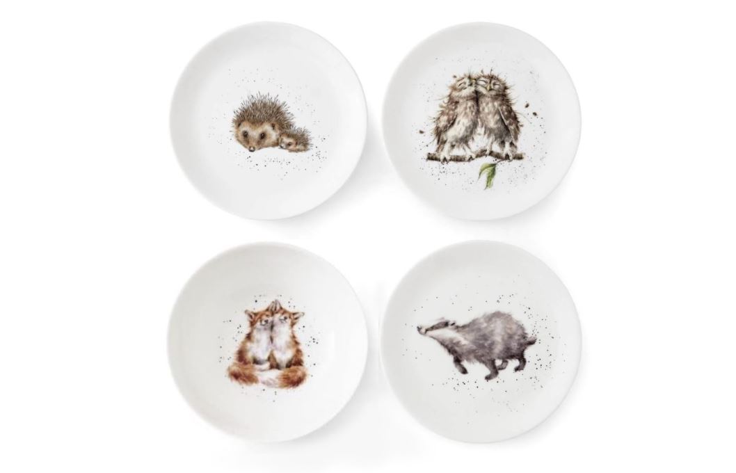 Wrendale taldrikute komplekt 4tk: Badger, Fox, Owl & Hedgehog, 21cm
