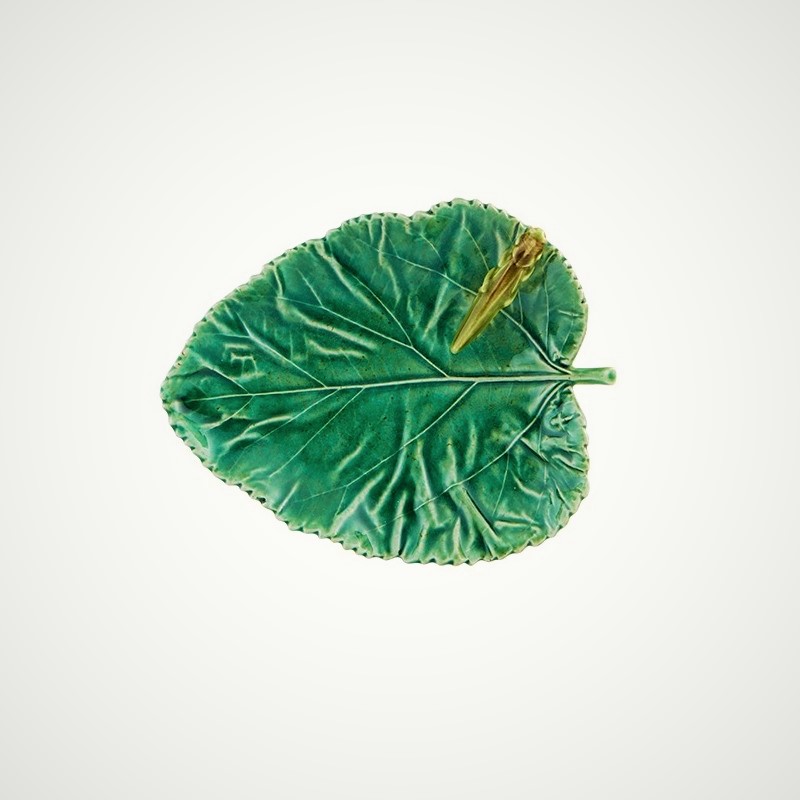 Bordallo Pinheiro serveerimisalus Mulberry Leaf with Grasshopper, 17.5cm