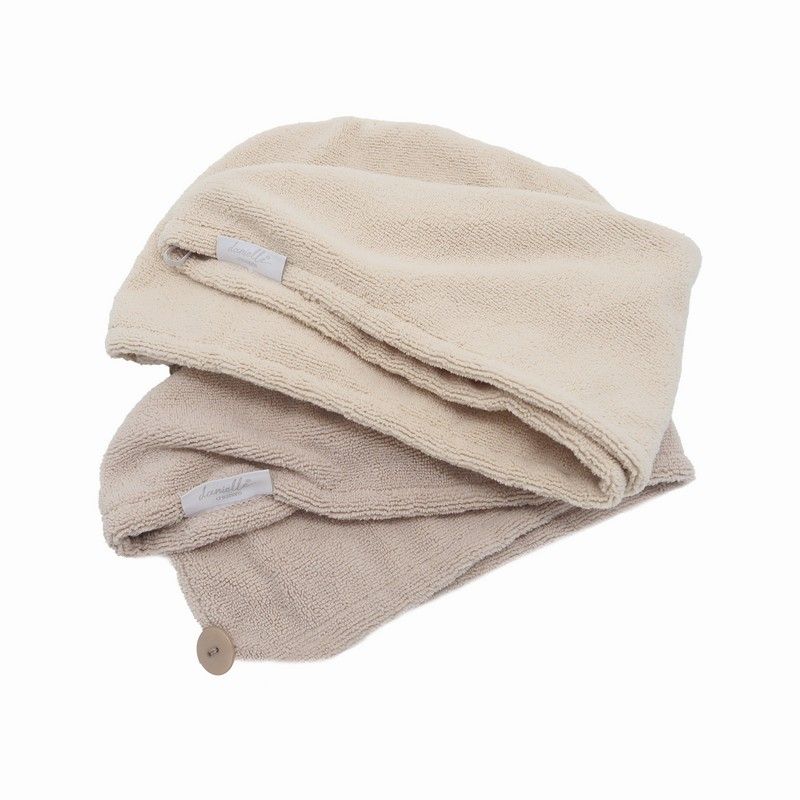 Danielle pearätikute komplekt: Turban Hair Towel,Cream & Grey