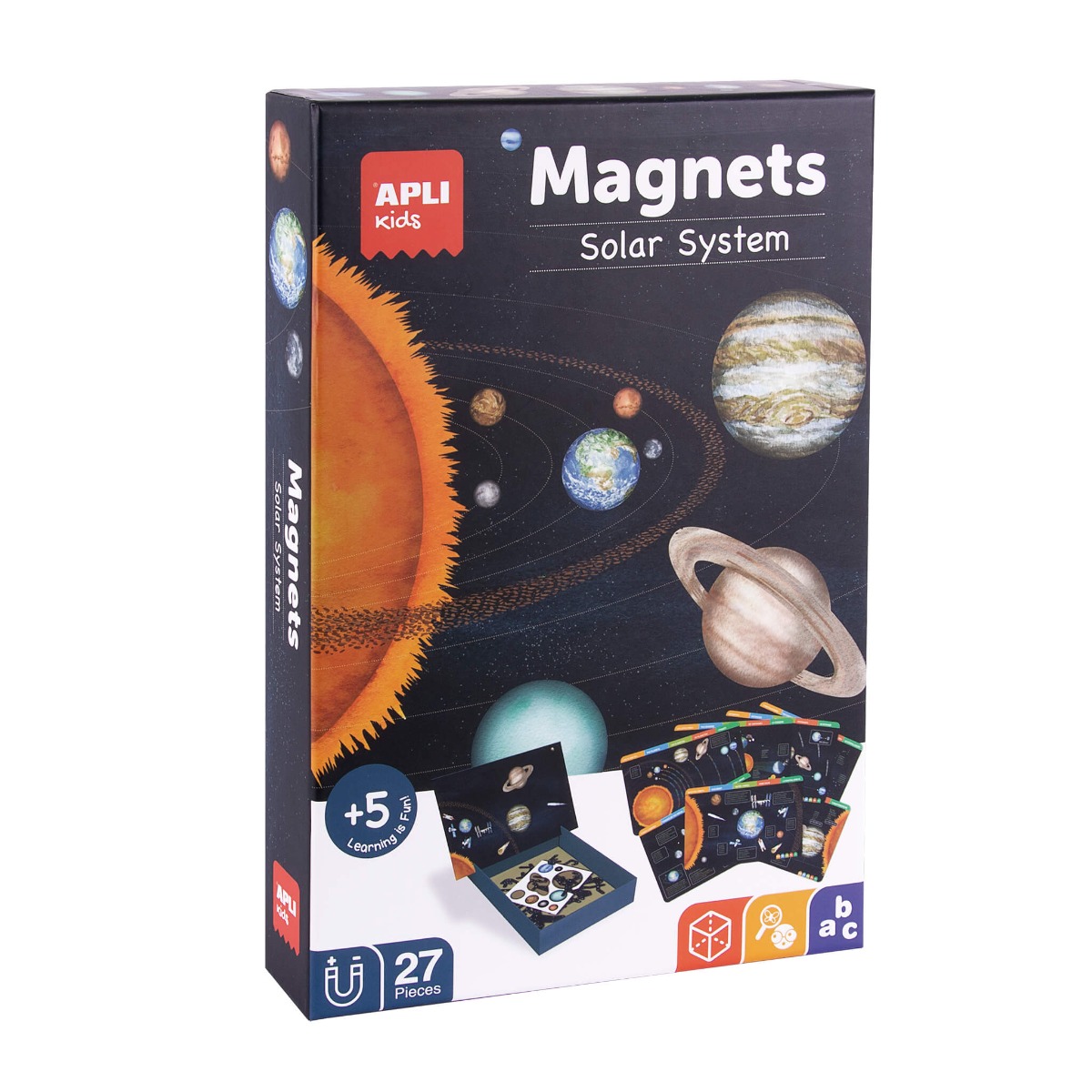 Magnetmäng Päikesesüsteem, alus 28x18 cm + 27 magnetit, Apli 5+