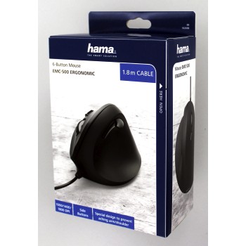 Hiir Hama EMC-500 Vertical Ergonomic Mouse, USB-kaabel, 6 Buttons, black/must ergonoomiline vertikaa