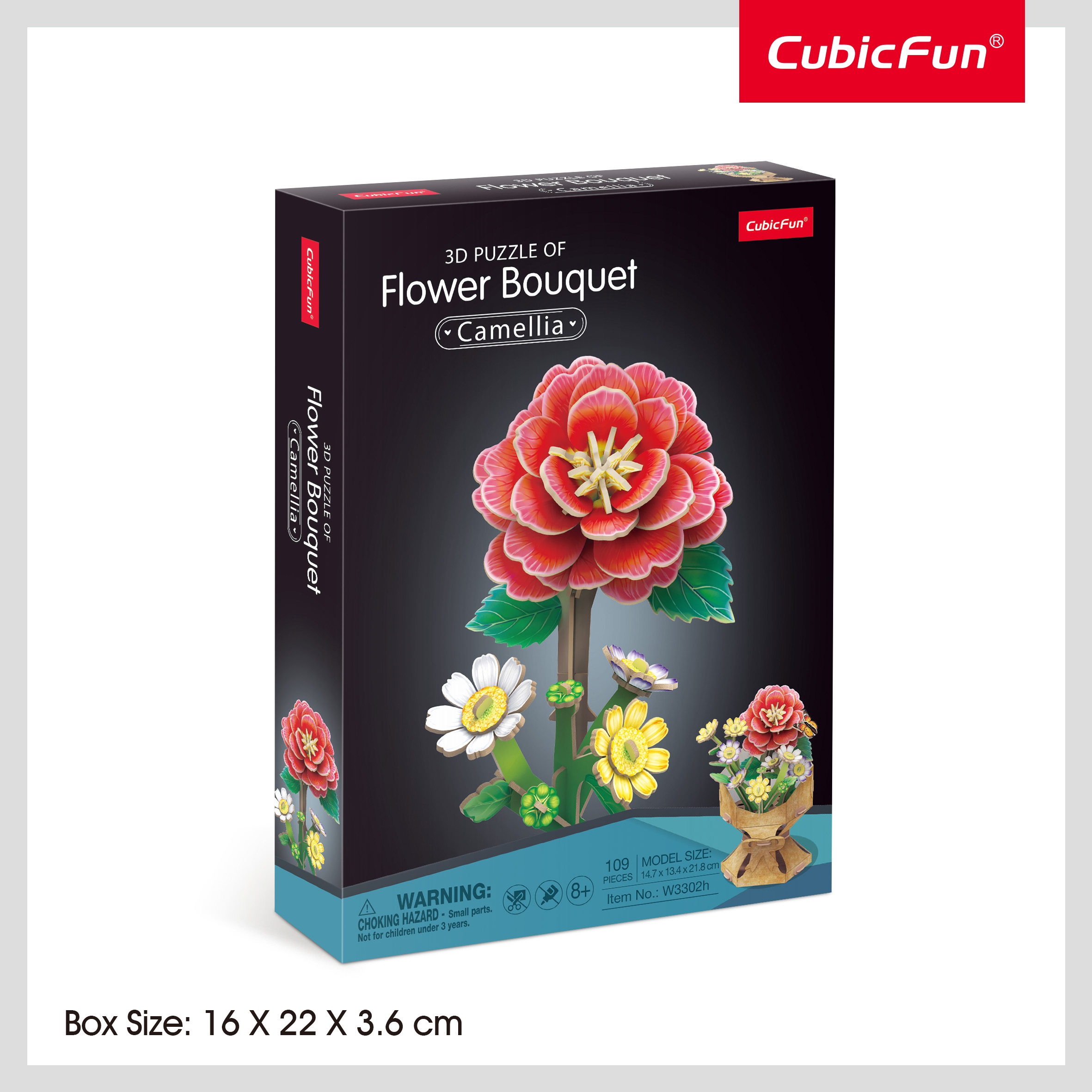 CUBICFUN 3D pusle lillekimp - kameelia