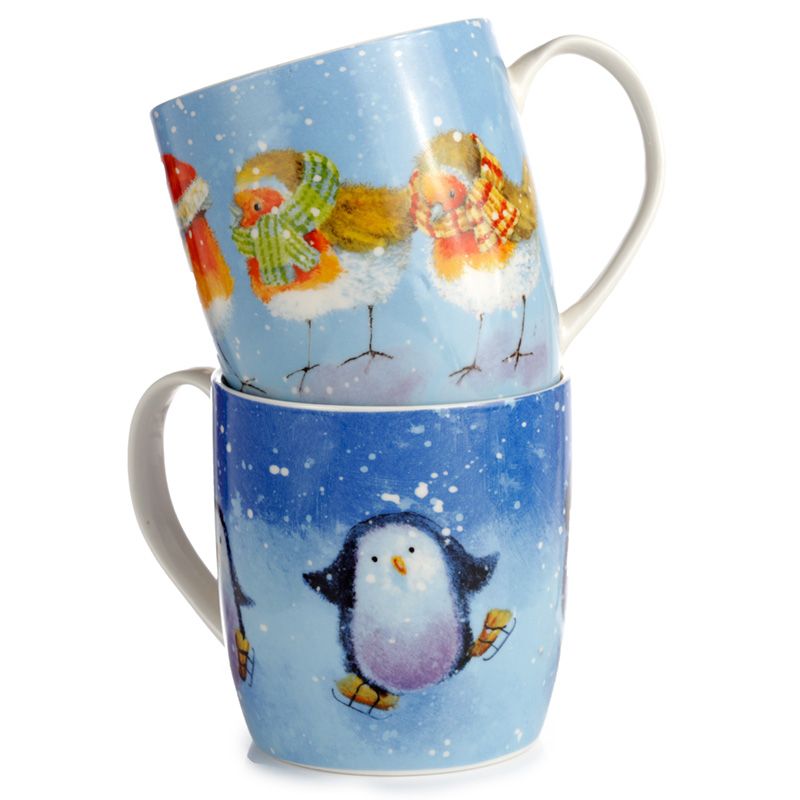 Kruuside komplekt Jan Pashley, Christmas Robin and Skating Penguins, 300ml, 2tk