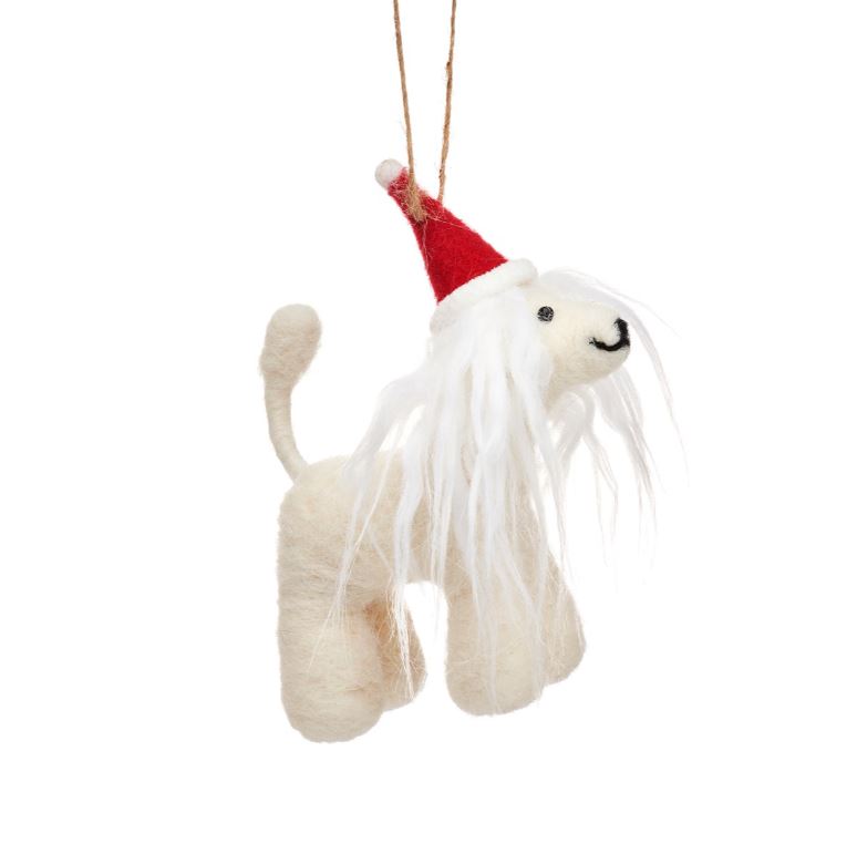 Kuuseehe vildist Afghan Hound in a Santa Hat