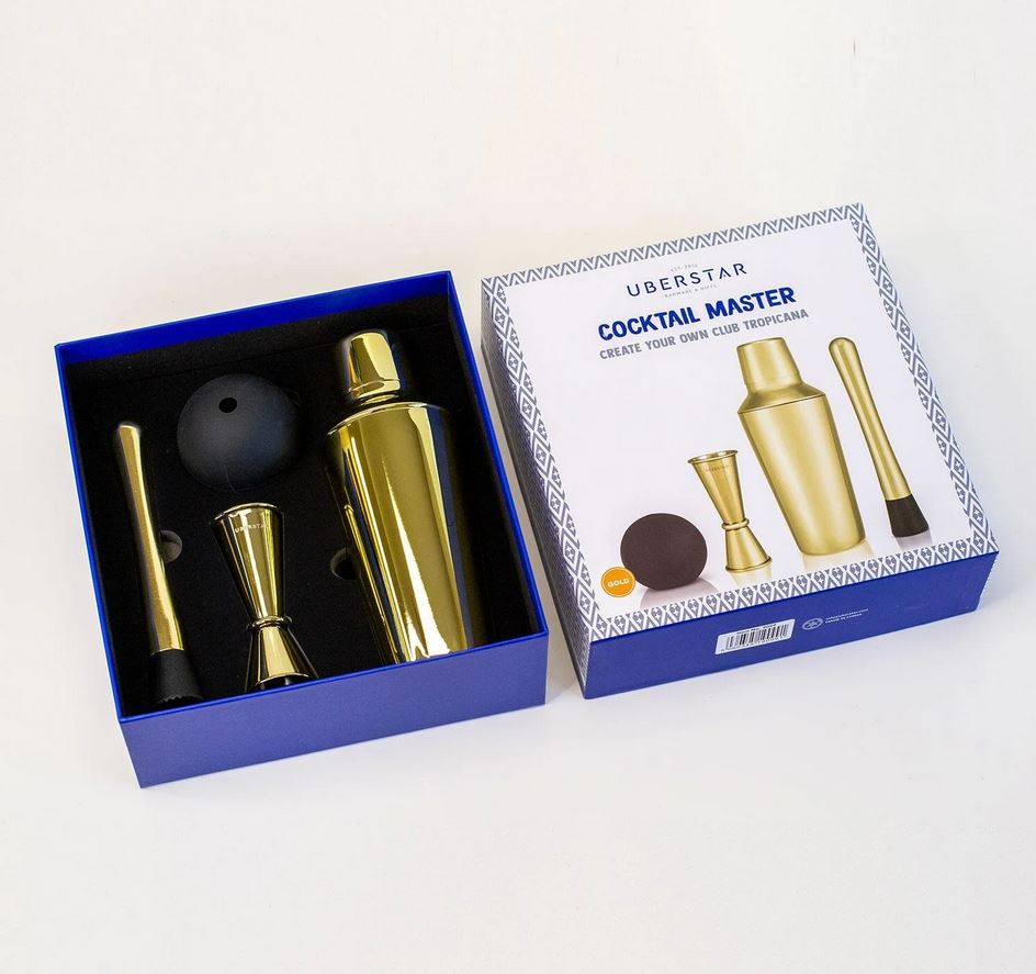 Uberstar kokteili valmistamise komplekt Cocktail Master Set, Gold, 4-osaline