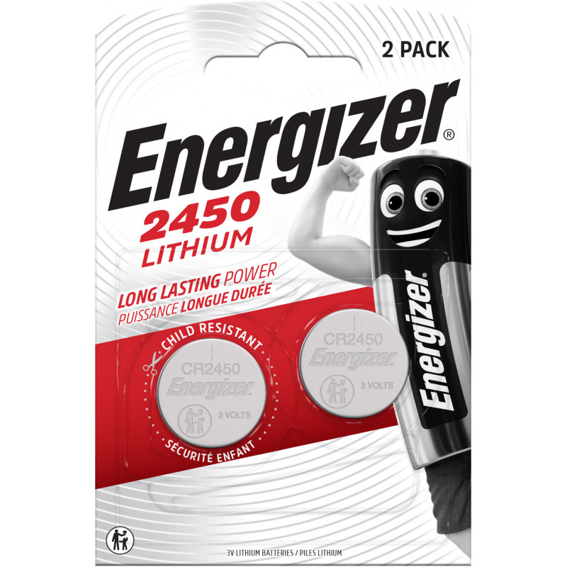 Patareid Energizer CR2450 BP2 (pakis 2tk), Liitiumpatareid, pinge 3V