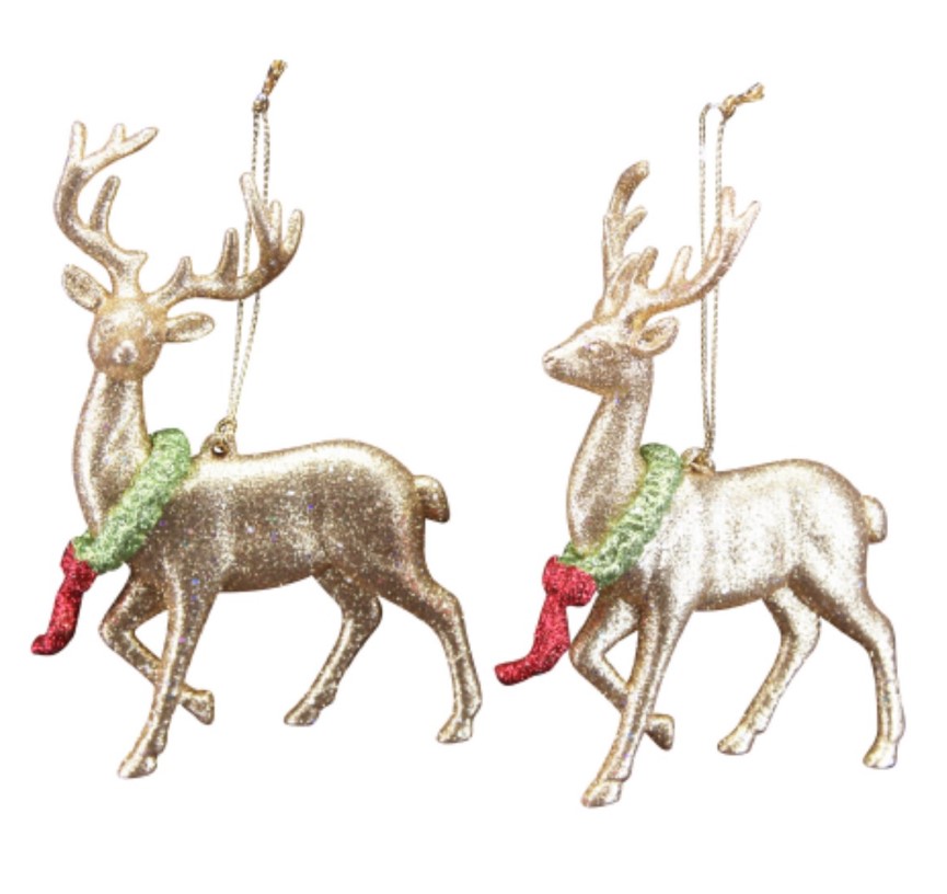 Kuuseehe Acrylic Gold Sparkling Reindeer with Wreath, assortii