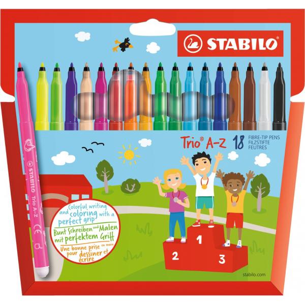 VILTPLIIATSID STABILO TRIO A-Z, 18 VÄRVI