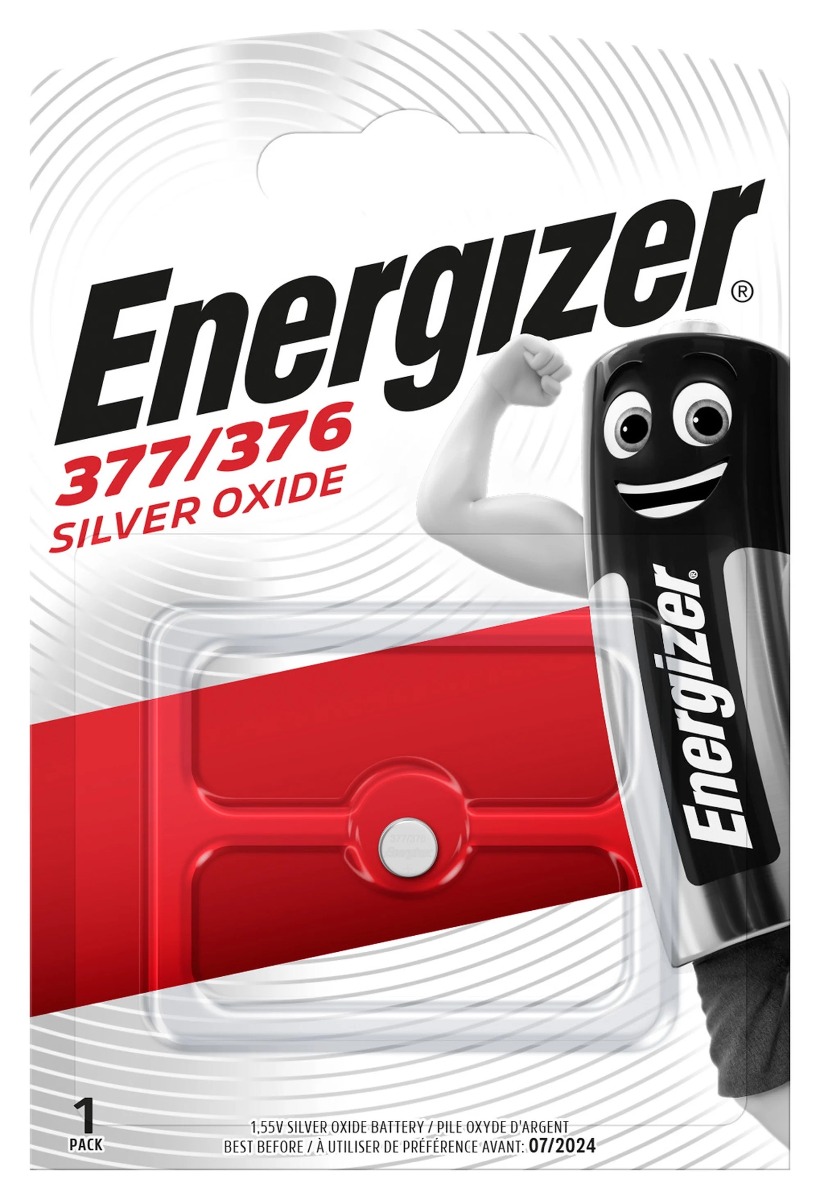 Patarei Energizer Silver Oxide 377/376 1.55V - SR626SW V377, SR66, AG4, G4A, LR66, LR626, GP77