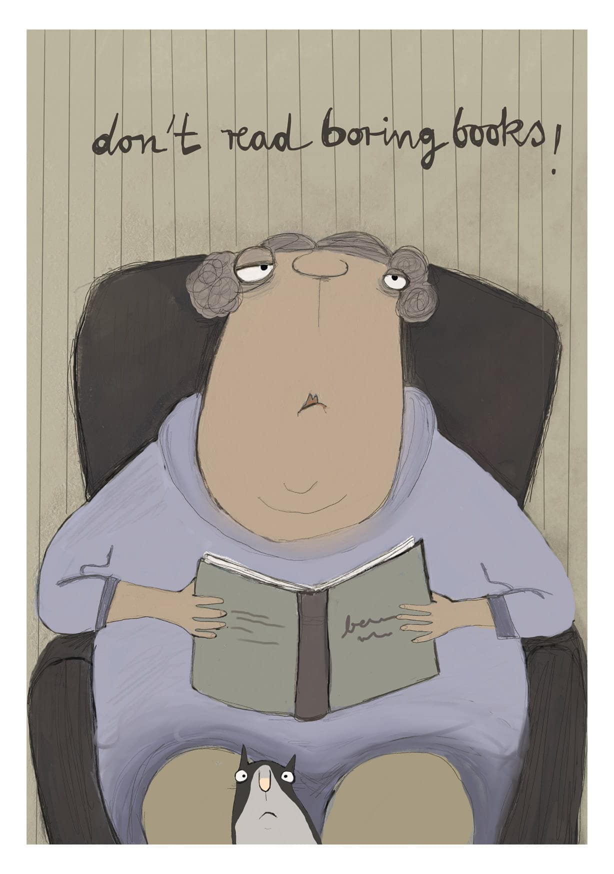 Postkaart Kittiekatstudio, boring books