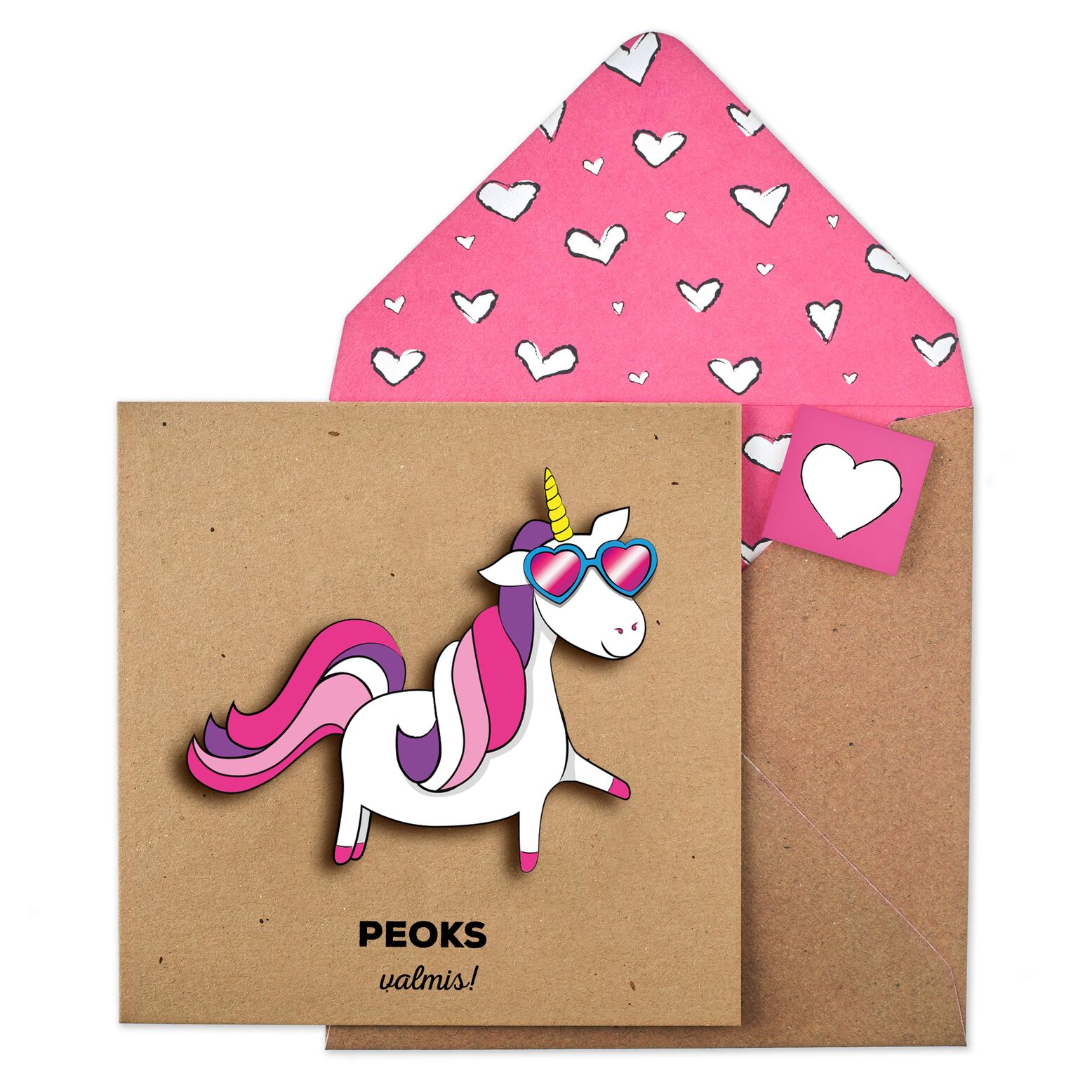 KUKU KAART TACHE UNICORN PINK