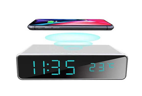 Lauakell Satzuma Wireless Charging Clock, juhtmevaba laadimisalusega