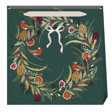 Kinkekott Sara Miller Fig Wreath Pine Green, Large