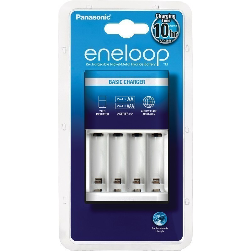 Akulaadija Panasonic eneloop BQ-CC51, sobib 2 või 4 AA/AAA NiMH, Ohutustaimer, LED indikaatorid