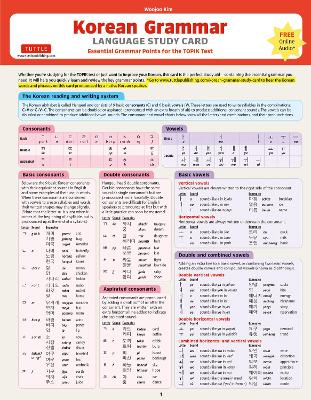 Korean Grammar Language Study Card - Woojoo Kim