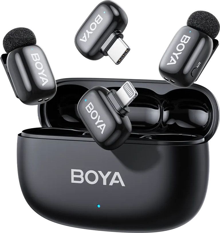 Juhtmevaba mikrofonisüsteem Boya mini 2-01 Lightning/USB-C, matte black(must)