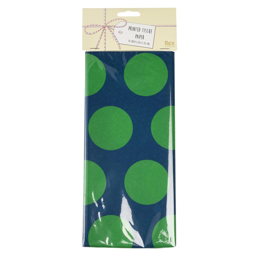 Siidipaber Spotlight, green spots on blue, 50 x 70cm, 10tk