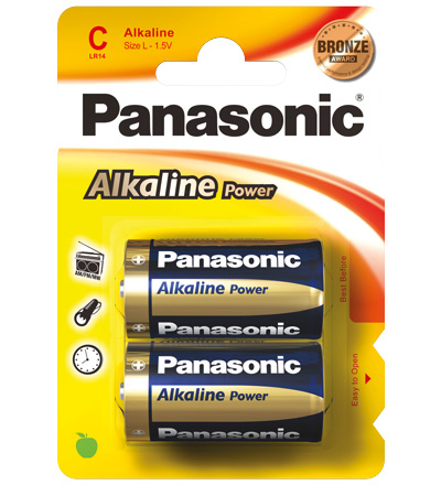 Patareid Panasonic Alkaline Power C LR14APB/2BP, 2 patareid, madala voolutarbega seadmetele, keskmise mahutavusega leeliselement