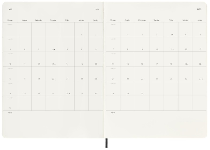 Moleskine 2026-27 18M Weekly Notebook XLarge Soft Cover, Black