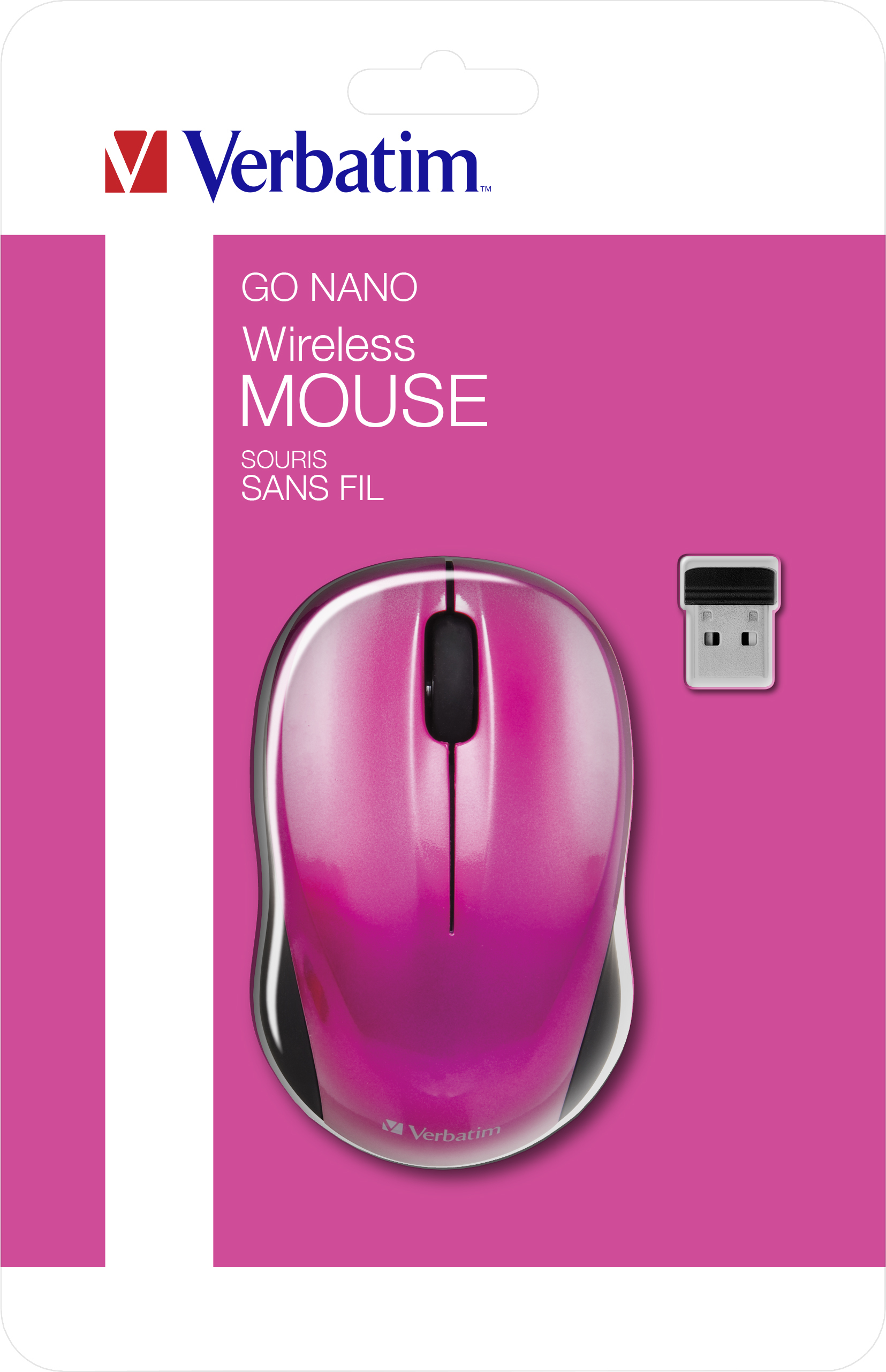 Hiir Verbatim Go Nano Wireless Mouse Hot Pink/roosa juhtmevaba 3-nuppu, 1600dpi, 2xAAA