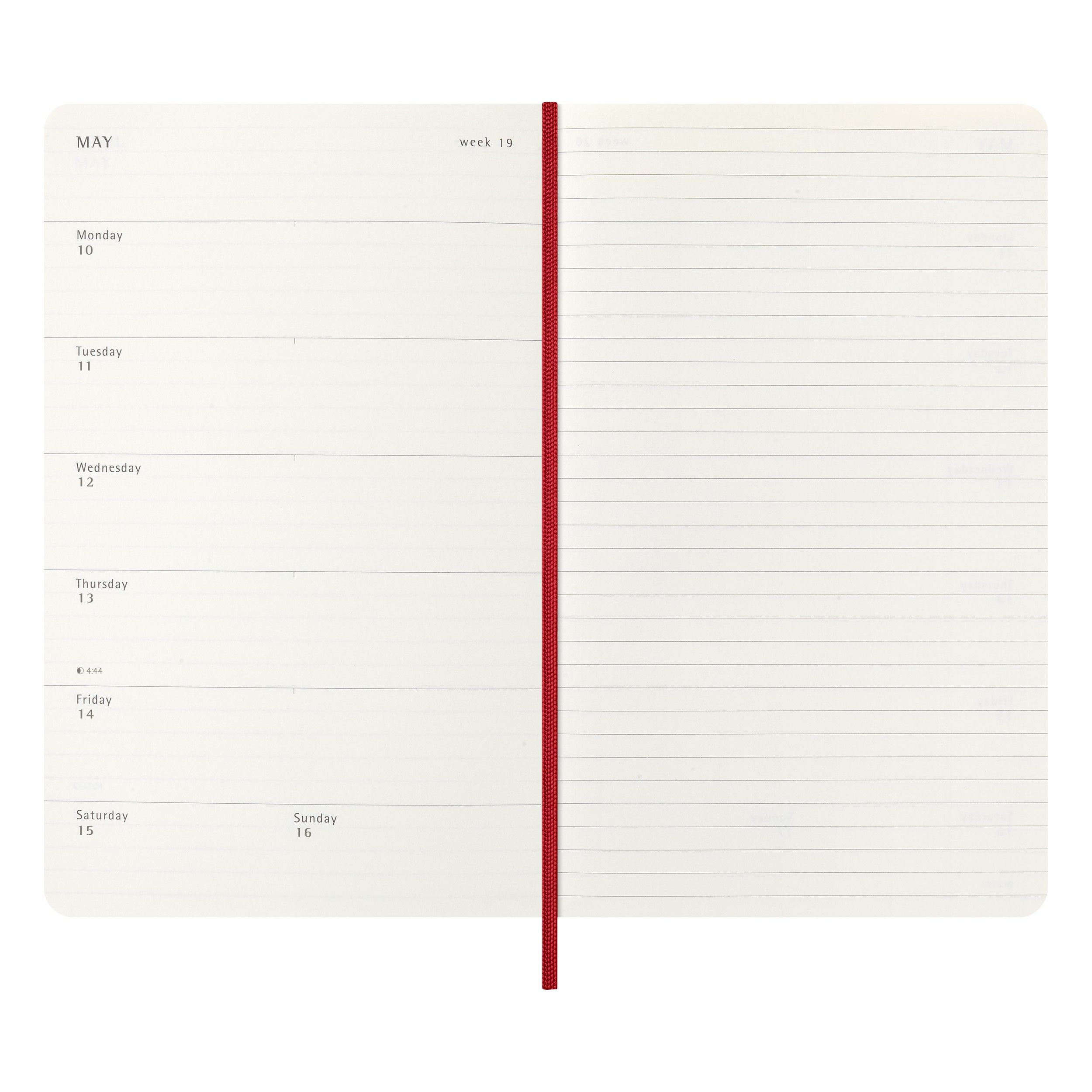 2027 Moleskine kalendermärkmik 12M Weekly Notebook Large, Red, Soft Cover