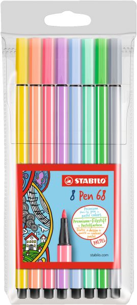 VILTPLIIATSID STABILO PEN 68, PASTELLTOONID, 8 VÄRVI PAKIS